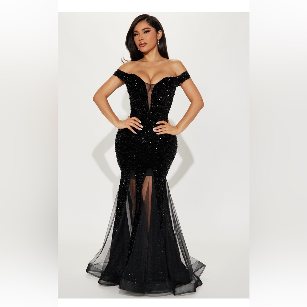 fashion nova black ball gown
